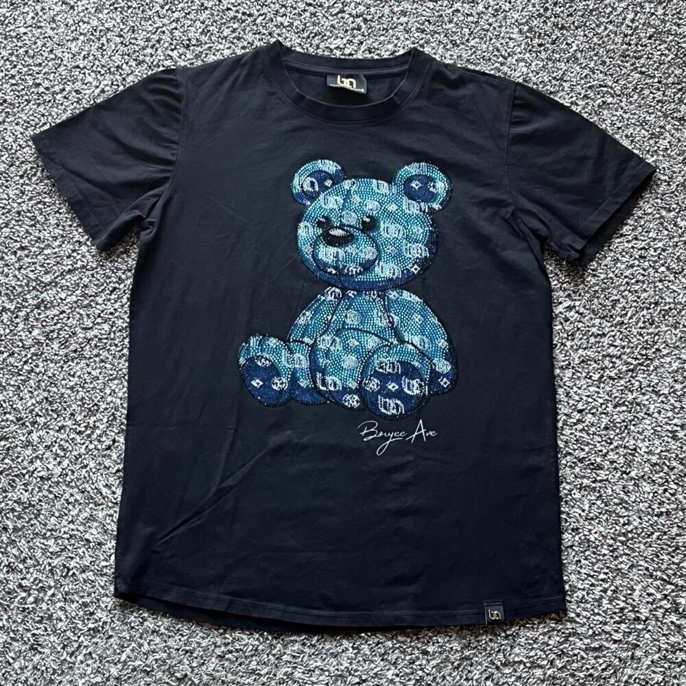 Bourgeois Avenue Black Bear Bejeweled T-Shirt Mens Med Streetwear Grunge Studded